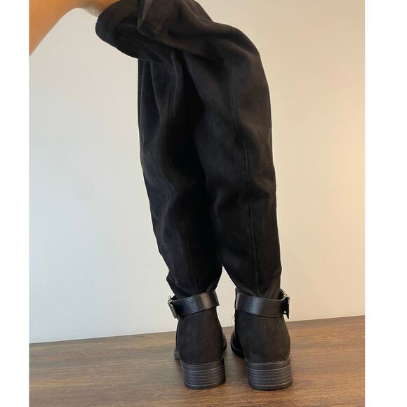 Torrid 5050 Over the Knee Boots 7WW Extra Wide Calf Deep Black Buckle NWT - Picture 11 of 11